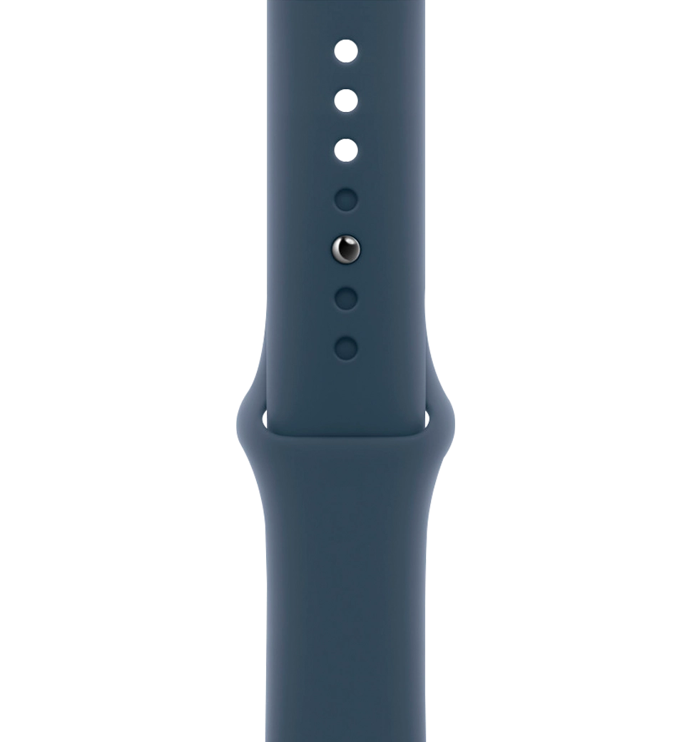 Apple Watch Series 9 45mm Silver Aluminum Case with Storm Blue Sport Band M/L (MR9E3)