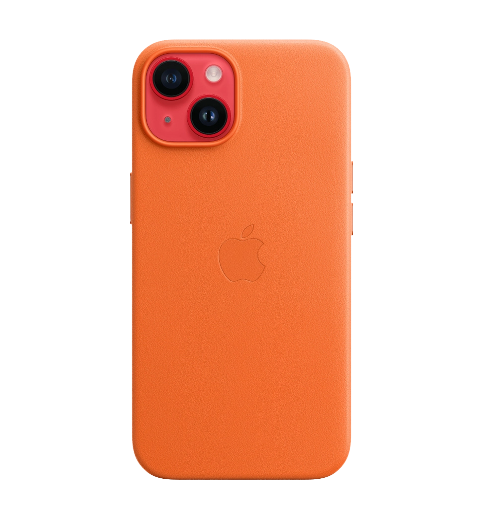Чохол шкіряний iPhone 14 Leather Case with MagSafe Orange (MPP83) — фото 3
