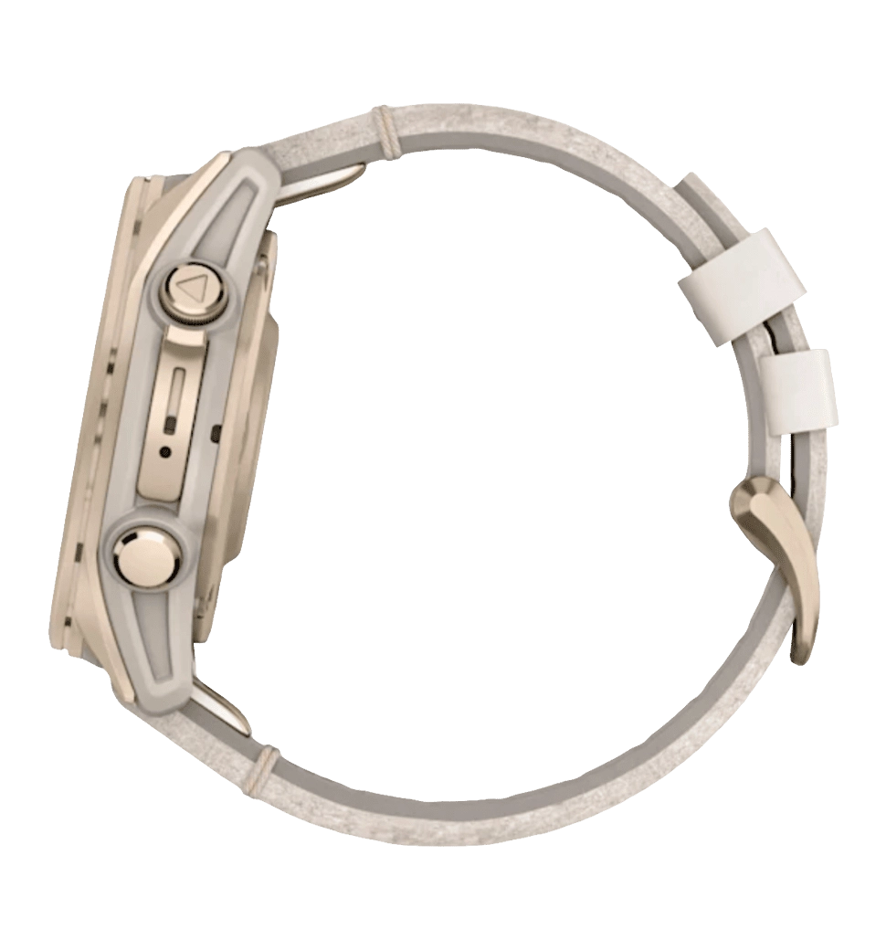 Garmin Fenix 8 43mm, AMOLED, Saph, SftGldSS/FogGryLeatherBnd, Excl, GPS (010-02903-40)
