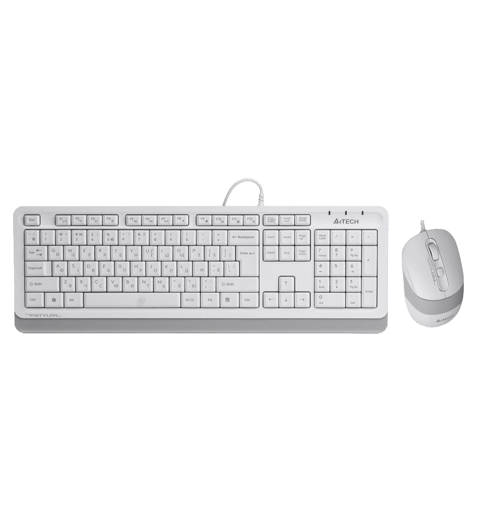 A4Tech Fstyler F1010, комплект дротовий клавіатура з мишою, USB, білий колір