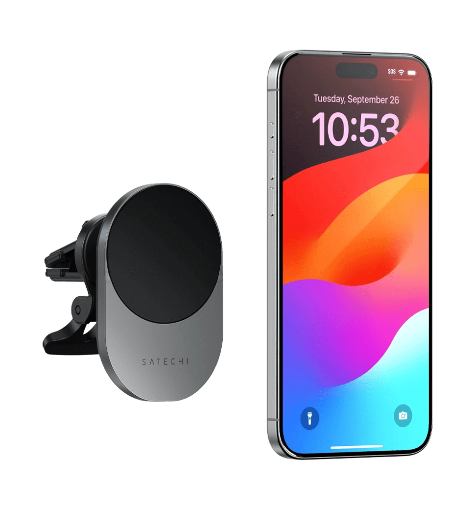 Держатель с ЗУ Satechi Qi2 Wireless Car Charger Space Gray (ST-Q2CCM)