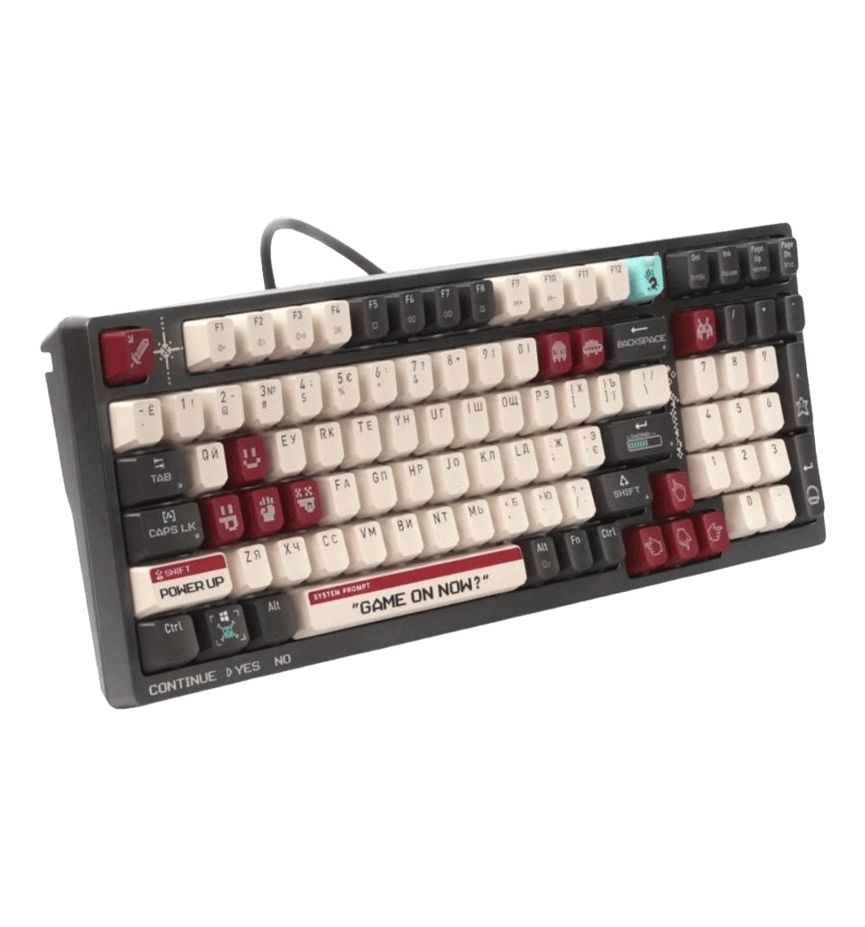 Механическая клавиатура A4Tech Bloody S98 (Pixels Red), USB, серо‑бело‑красная
