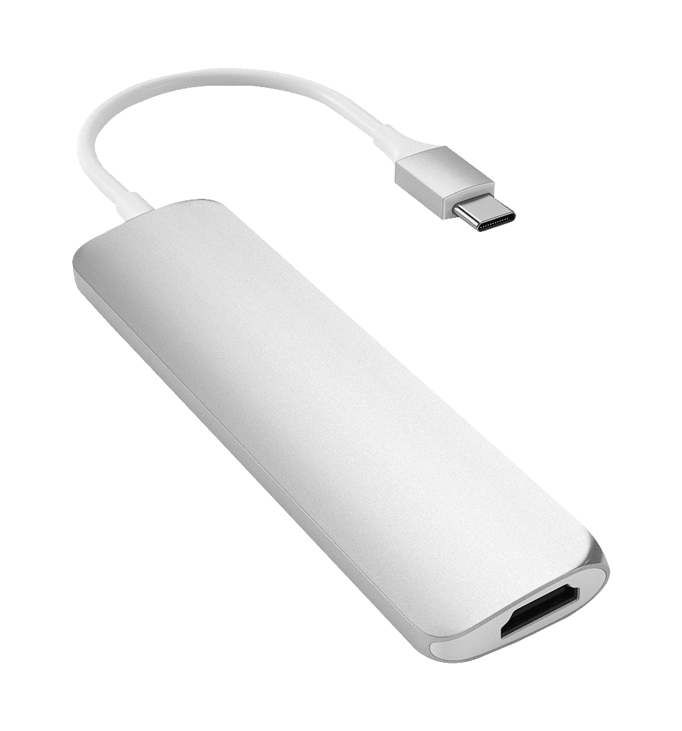 Xaб Satechi Aluminum Type-C Slim Multi-Port Adapter 4K V2 Silver (ST-SCMA2S)