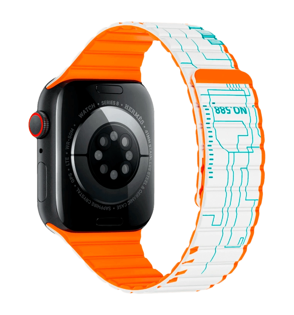 Ремінець Wiwu для Apple Watch 42/44/45/49mm Smart Magnetic silicone watch band White-Orange
