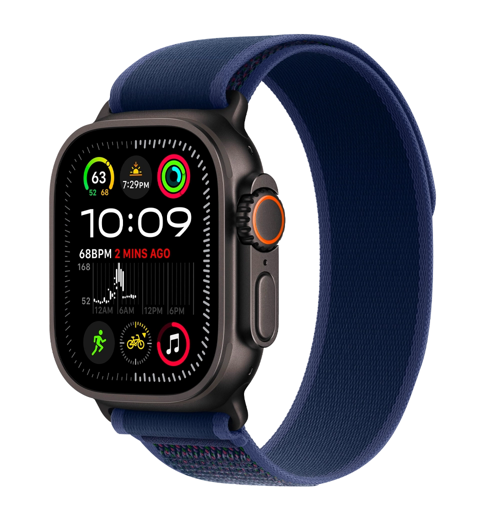 Apple Watch Ultra 2 49mm Black Titanium Case with Blue Trail Loop - S/M