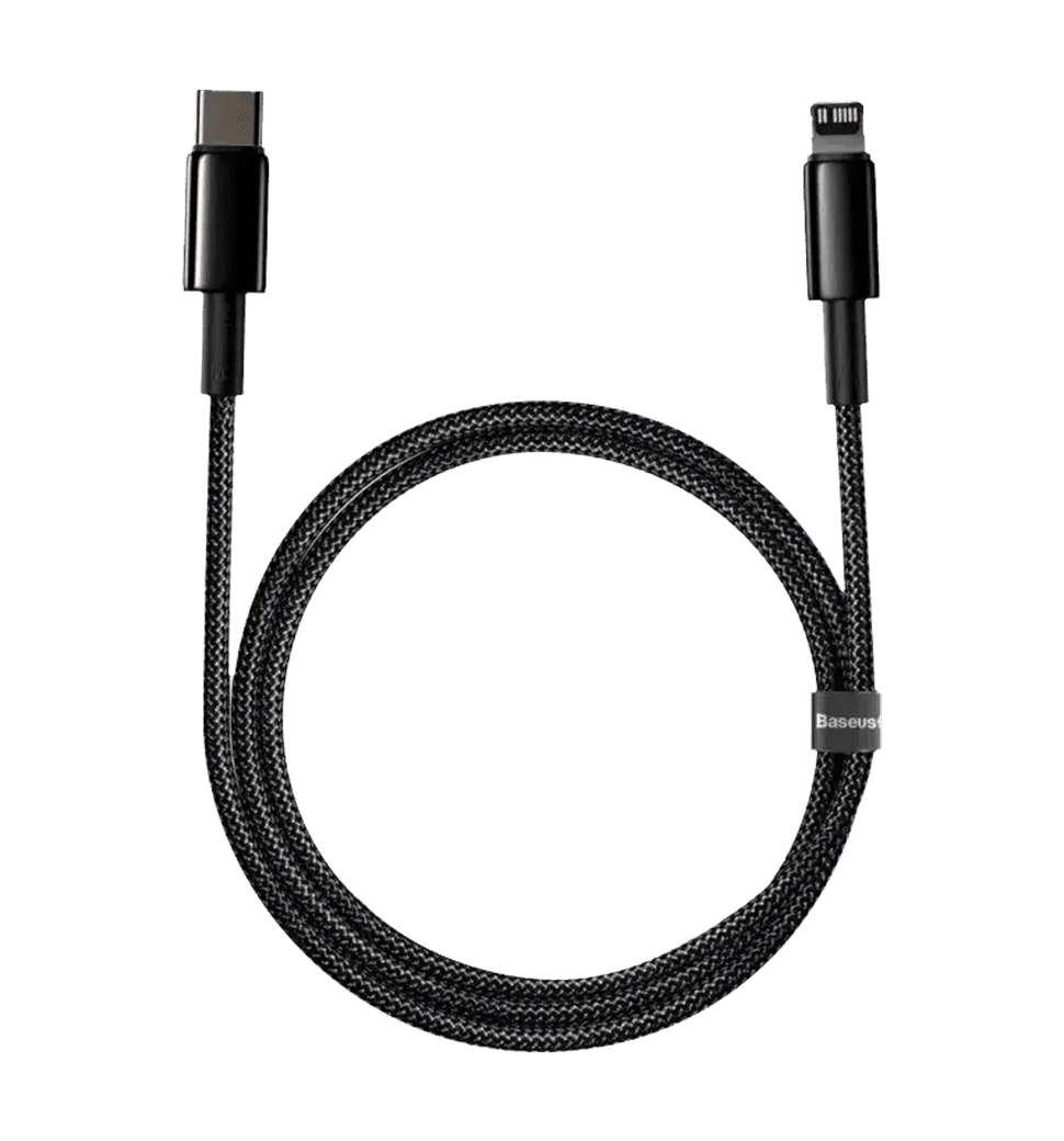 Кабель Baseus Tungsten Gold Type-C to Lightning PD 20W (2m) (black) (CATLWJ-A01)
