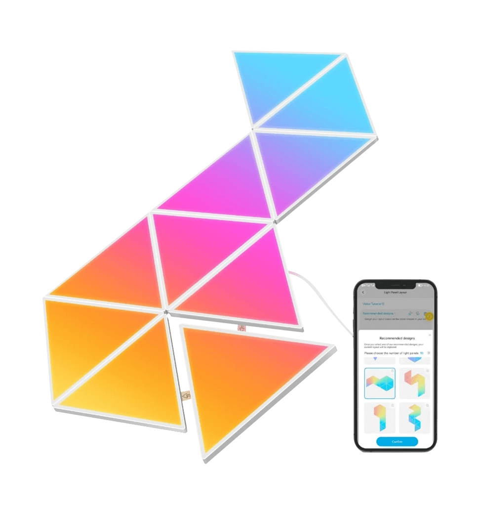 Набор настенных светильников Govee H6067 Tri-angle Light Panels, 10шт, RGBIC, WI-FI/Bluetooth, белый