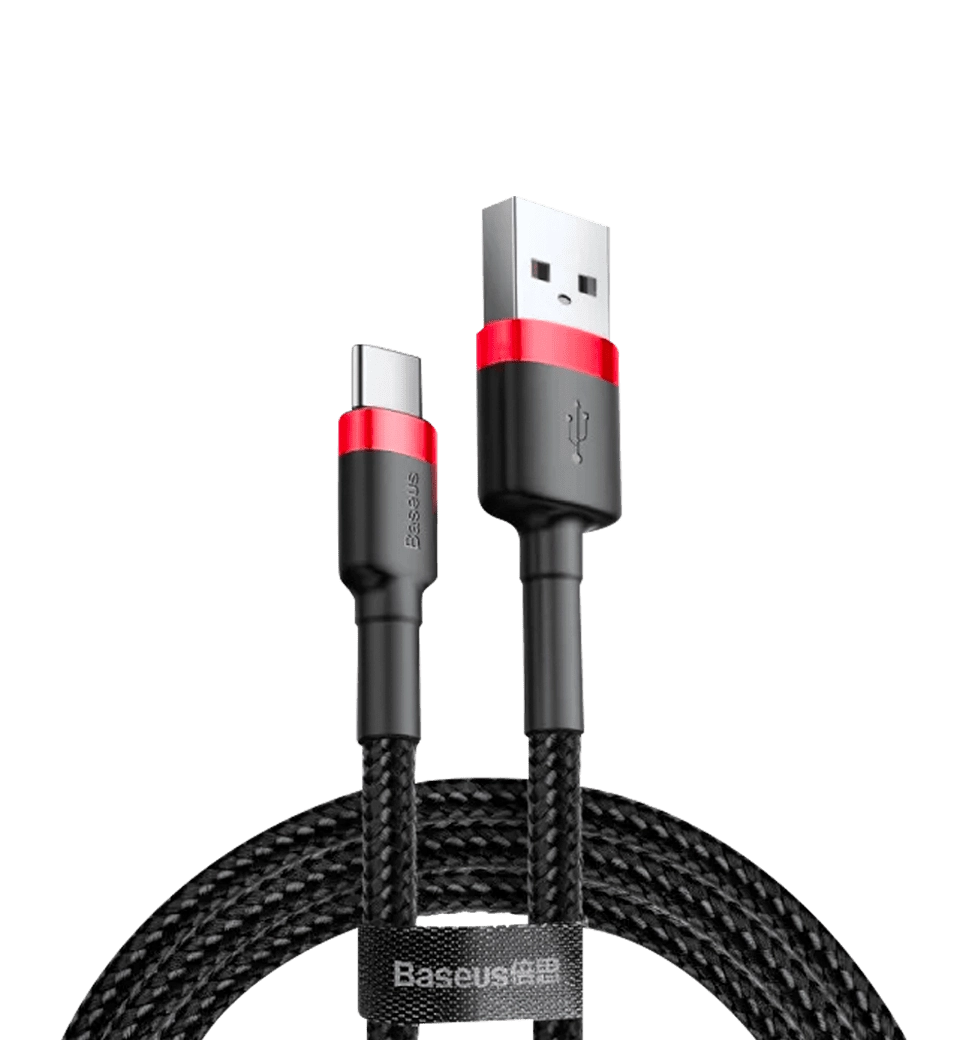 Кабель USB Type-C Baseus Cafule Cable USB For Type-C 3A 1M Red+Black (CATKLF-B91)
