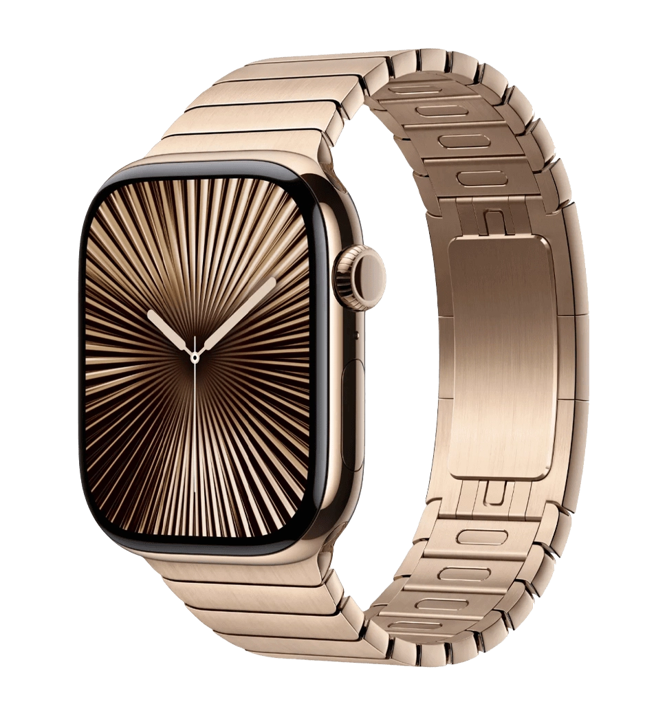 Apple Watch Series 10 GPS + Cellular 46mm Gold Titanium Case with Natural Link Bracelet (MX183)