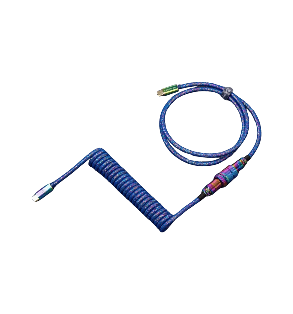 Кабель Type-A/Type-C Keychron Premium Coiled Aviator Cable-Straight Rainbow Palted Blue