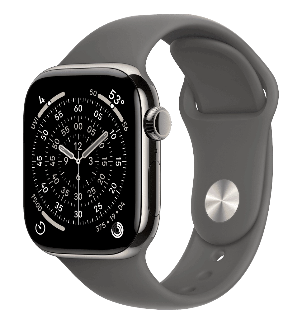 Apple Watch Series 11 GPS + Cellular 42mm Natural Titanium Case with Stone Grey Sport Band - M/L (MF8N4)