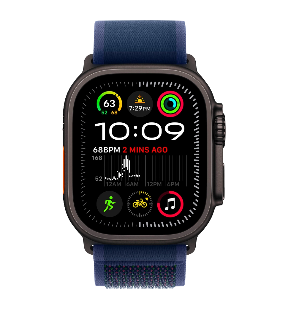 Apple Watch Ultra 2 49mm Black Titanium Case with Blue Trail Loop - M/L