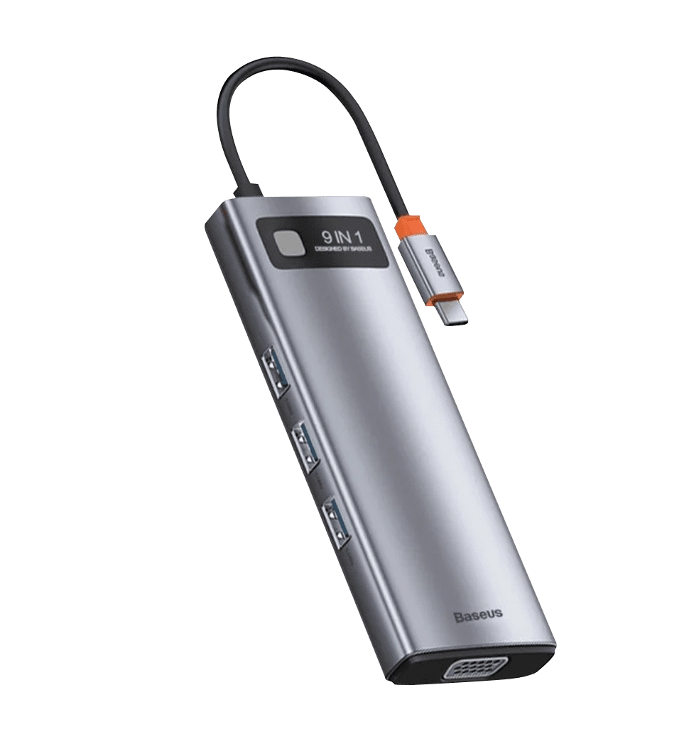 Хаб Baseus Multifunctional Metal Gleam 9-in-1 Type-C (Gray) (CAHUB-CU0G)