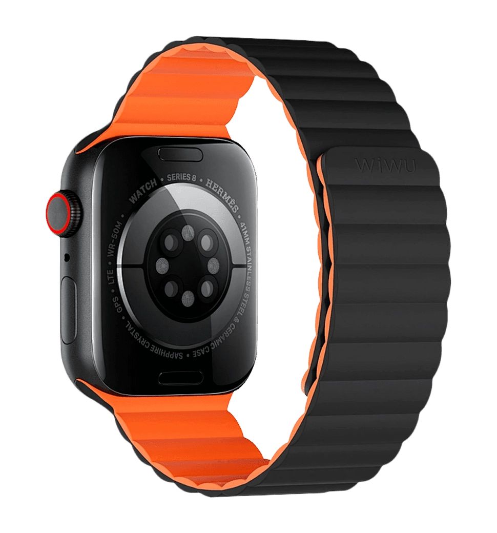 Ремешок Wiwu для Apple Watch 38/40/41mm Magnetic silicone watch band Black-Orange
