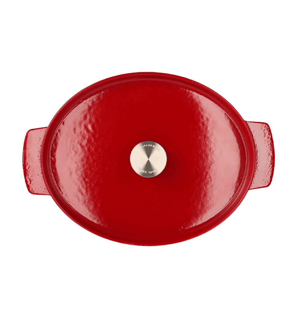 Гусятниця чавунна з кришкою KitchenAid, 30 см, 5,6 л, червона (CC006063-001)