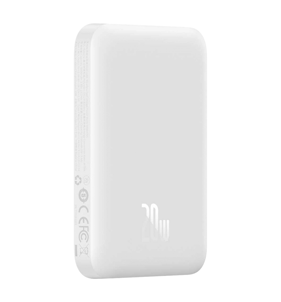 Дополнительная батарея Baseus Magnetic Wireless Charging Power bank 6000mAh 20W With Cable White (PPCX020002)