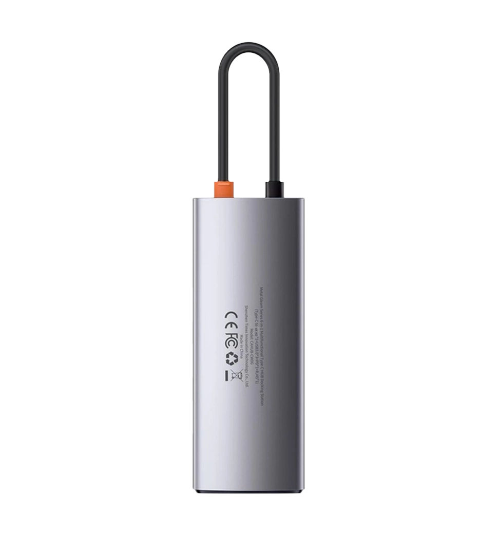 Хаб Baseus Multifunctional Metal Gleam 6- in-1 RJ45 Type-C (Gray) (WKWG030013)