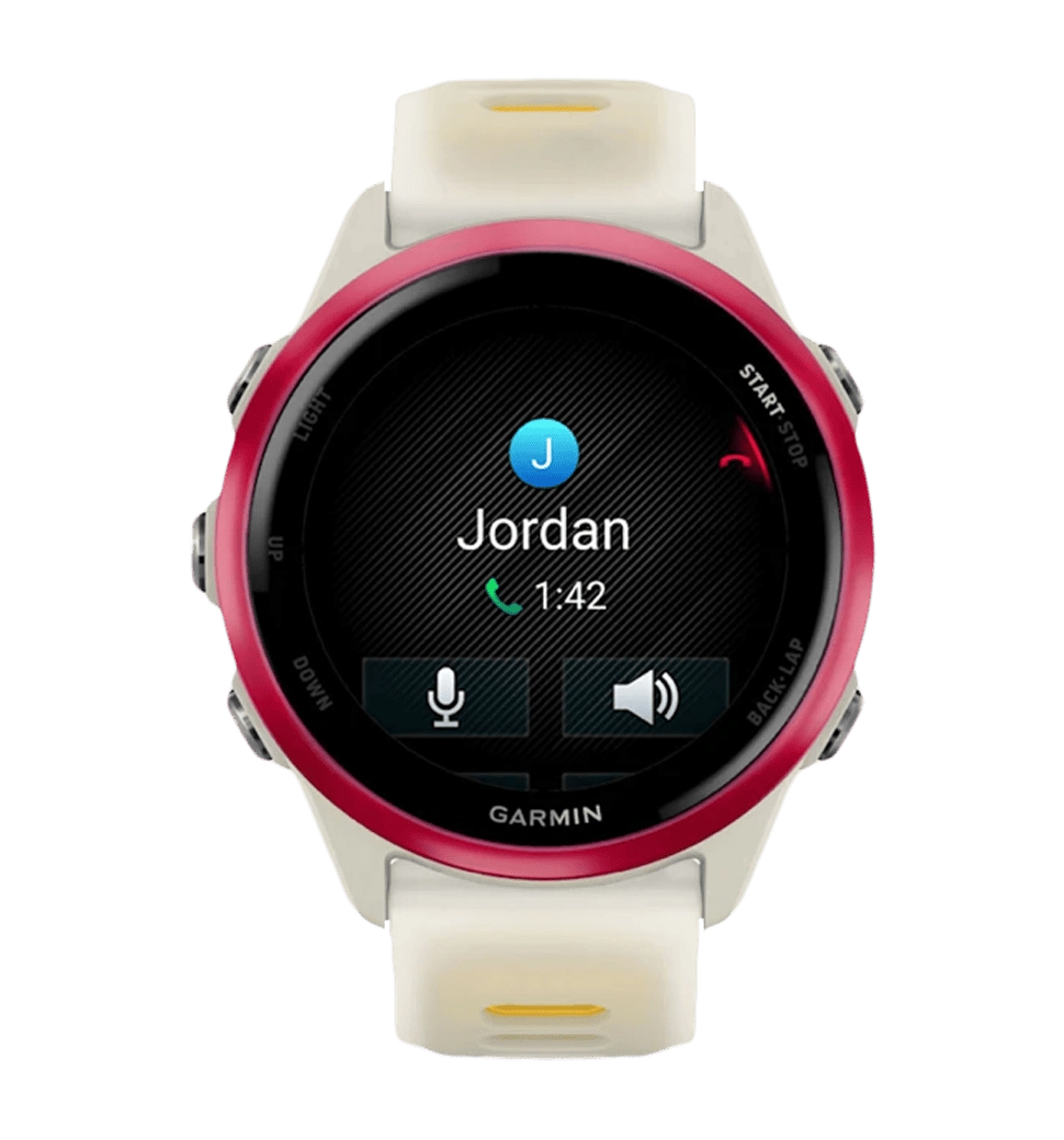 Спортивний годинник Garmin Forerunner 570  42mm Raspberry Aluminium with Translucent Bone/Mango Band (010-02970-02)