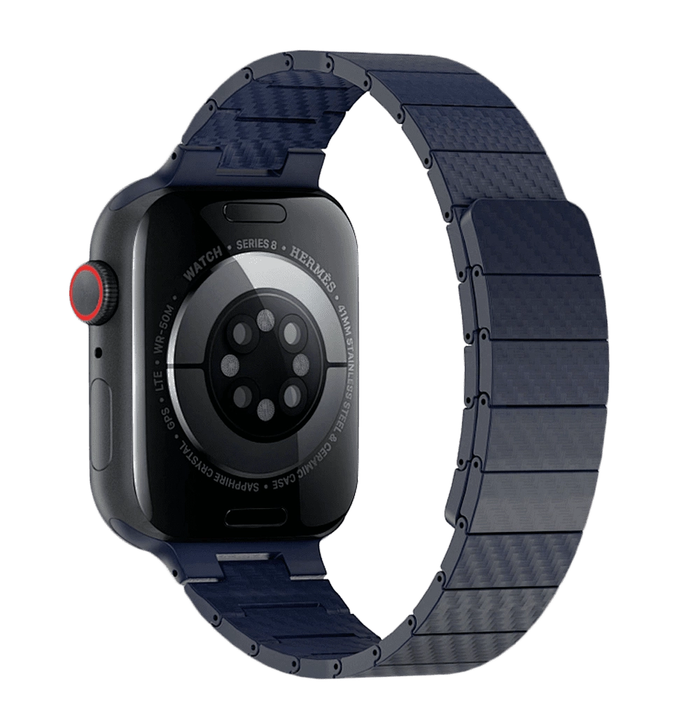 Ремешок Wiwu для Apple Watch 42/44/45/49mm Carbon Fiber pattern magnetic watch band Blue