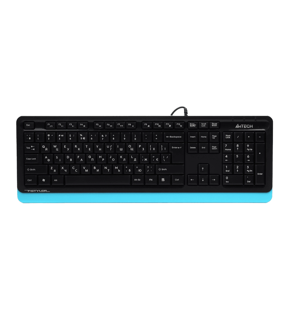 Клавіатура A4Tech Fstyler FK10 (Blue) , USB, чорний+ блакитний