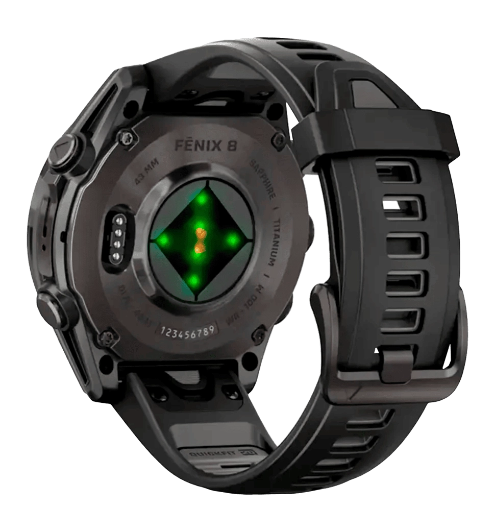 Спортивний годинник Garmin Fenix 8 43mm AMOLED Sapphire Carbon Gray DLC Tit. w. Black/Pebble Gray S. Band (010-02903-20/21)