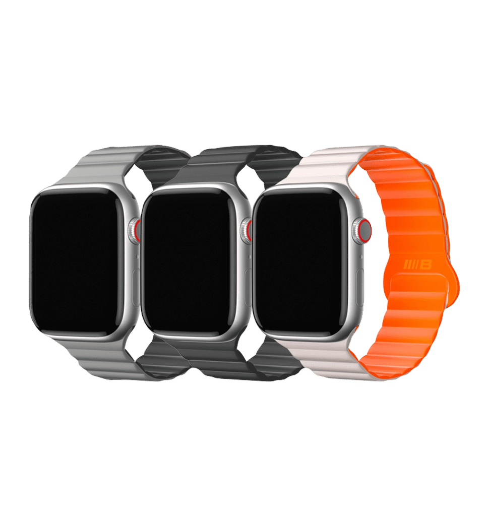Ремінець Blueo Magnetic Silicone Watch Band 42/44/45/49 mm White/Orange (BL005WOR)