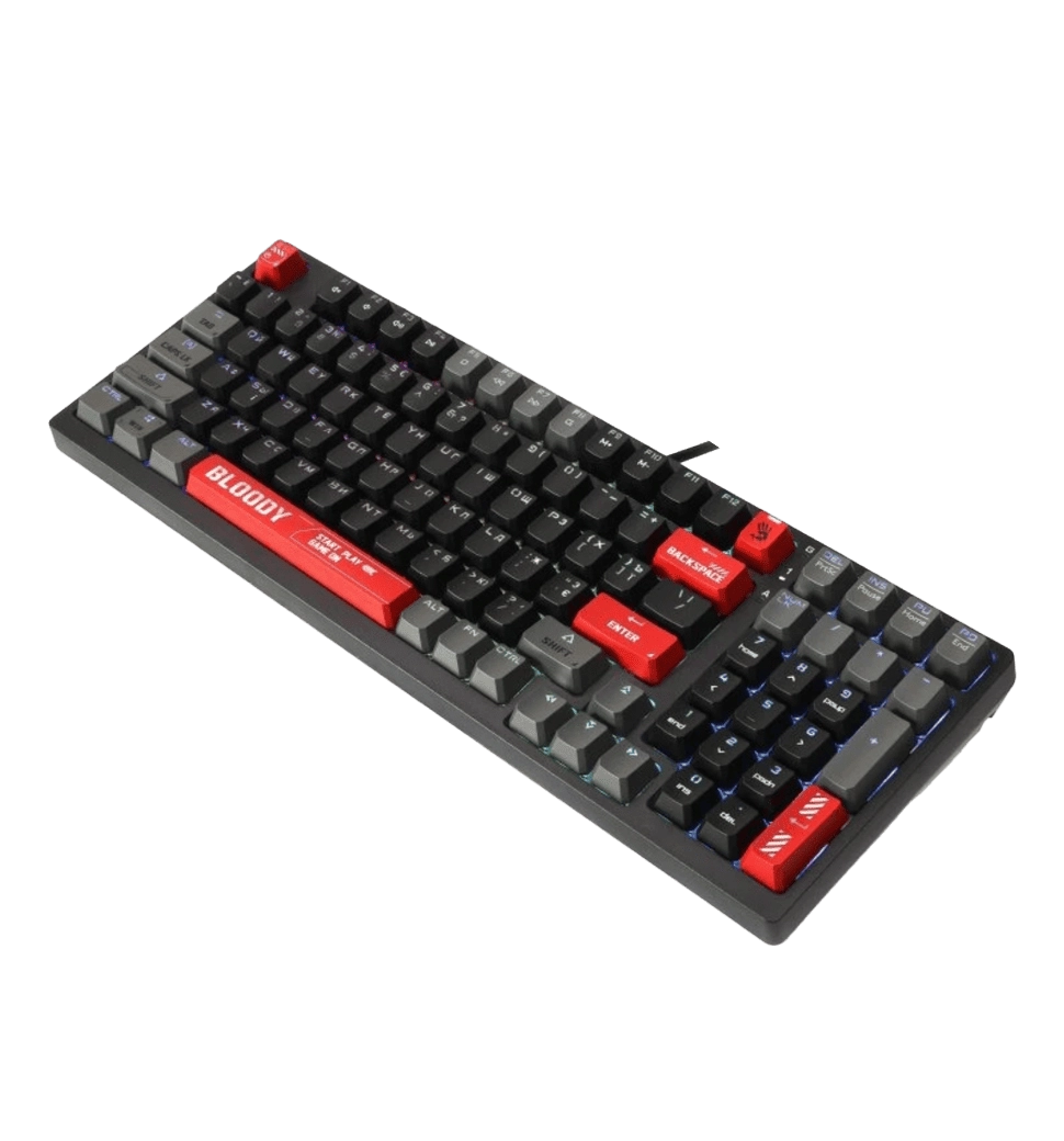 Механічна клавіатура A4Tech Bloody S98, червоні світчі, RGB підсвічування клавіш, USB, чорно-червони