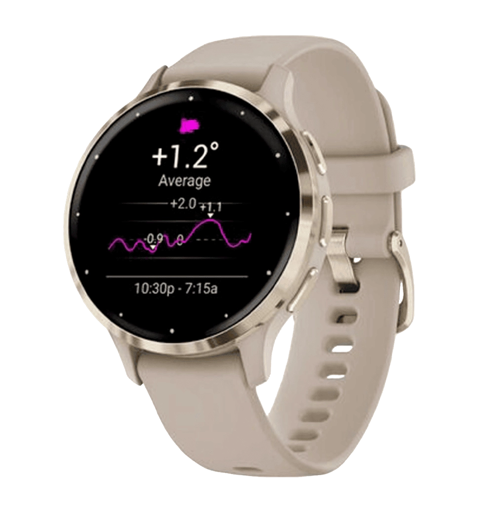 Garmin Venu 3S Soft Gold S. Steel Bezel w. French Gray Case and S. Band (010-02785-02)