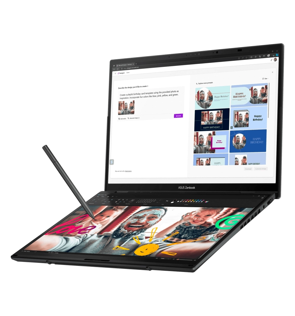 Ноутбук 14" ASUS Zenbook Duo UX8406MA-QL048W/Intel Ultra 7-155H/16GB/1TB SSD/Intel Arc/W11/Gray/Bag+Stylus