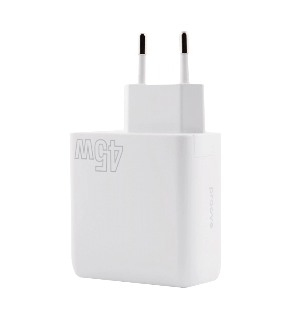 Адаптер Proove Silicone Power 45W (Type-C+USB) (white)