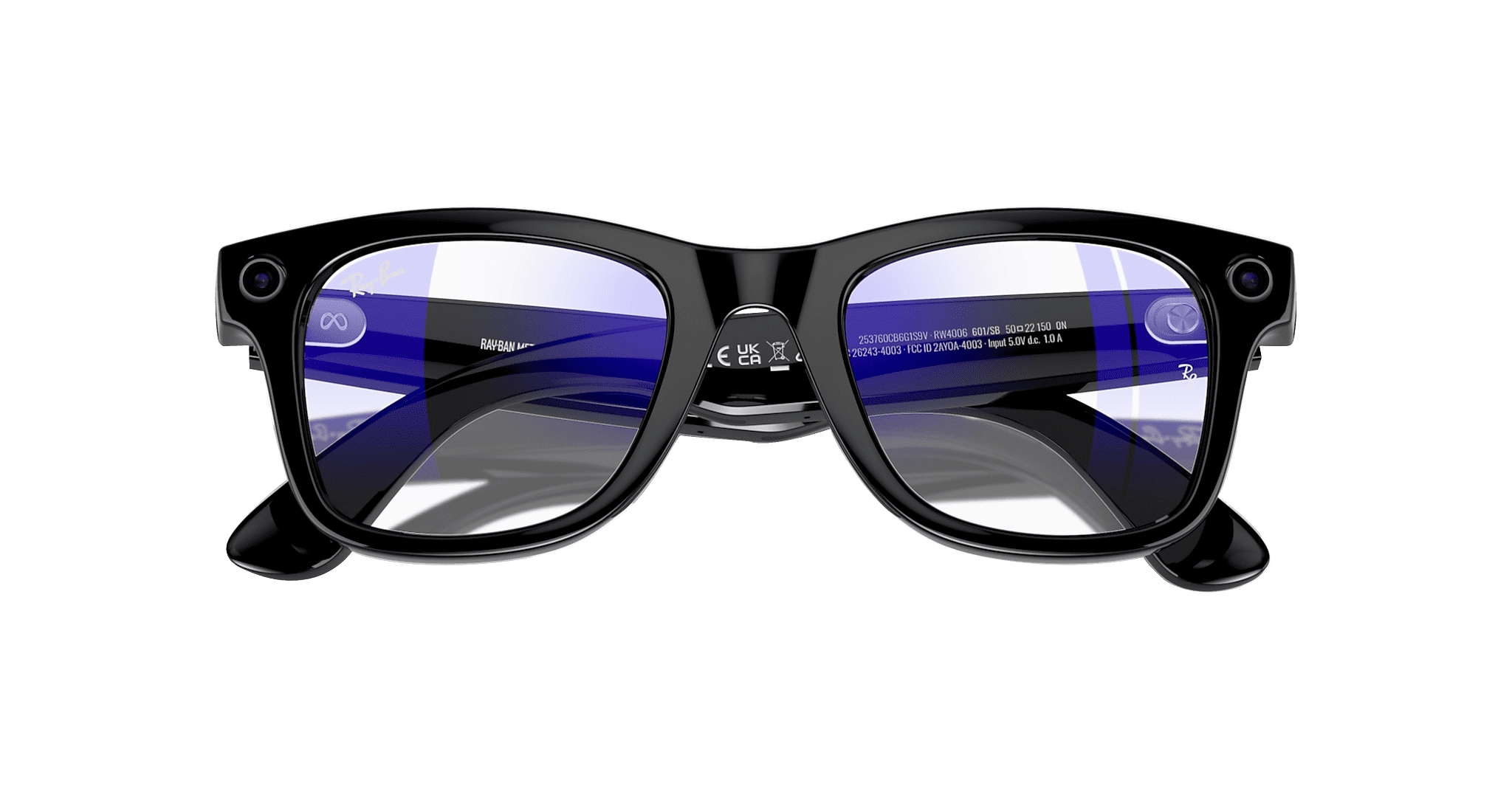 Ray Ban Meta Wayfarer Shiny Black Clear size L RW4006 601 SB 50 22 YABLUKA.ua