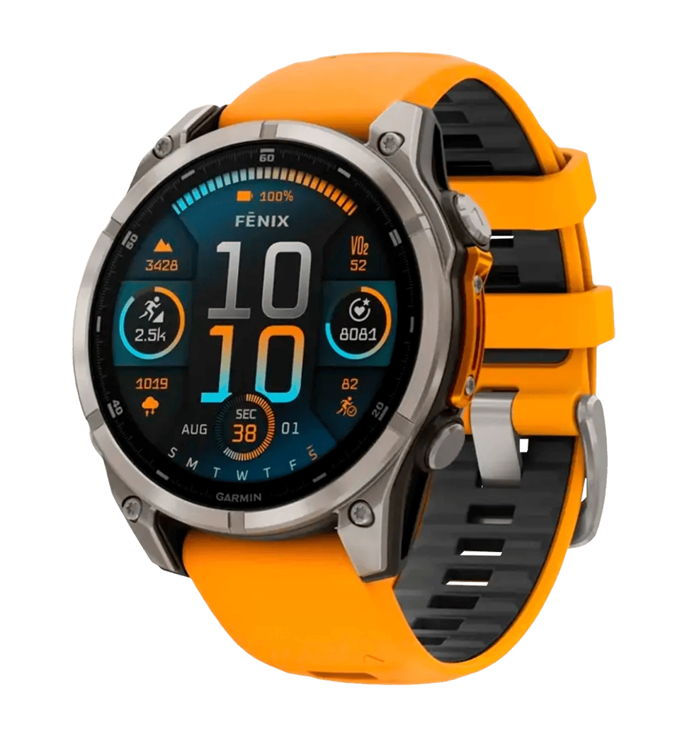 Спортивные часы Garmin Fenix 8 47mm AMOLED Sapphire Titanium w. Spark Orange/Graphite Silicone Band