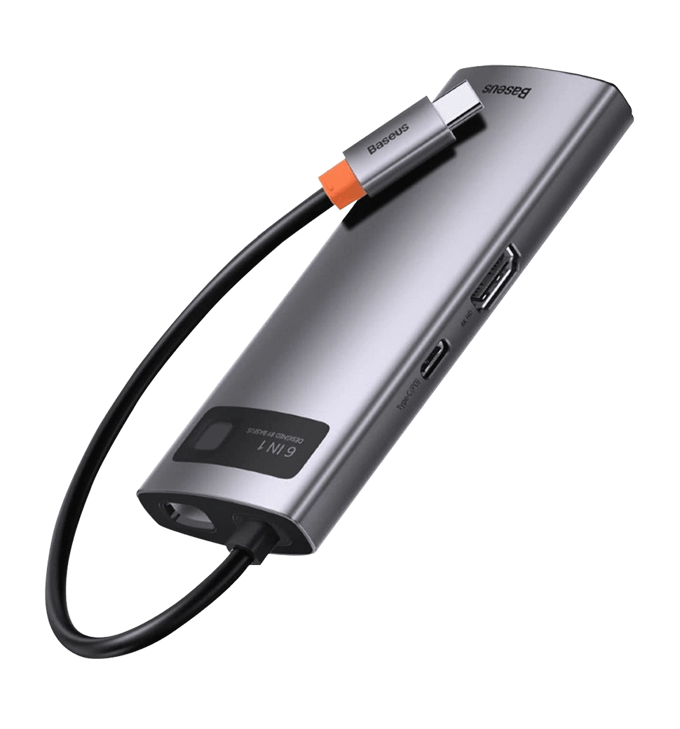 Хаб Baseus Multifunctional Metal Gleam 6- in-1 Type-C (Gray) (CAHUB-CW0G)