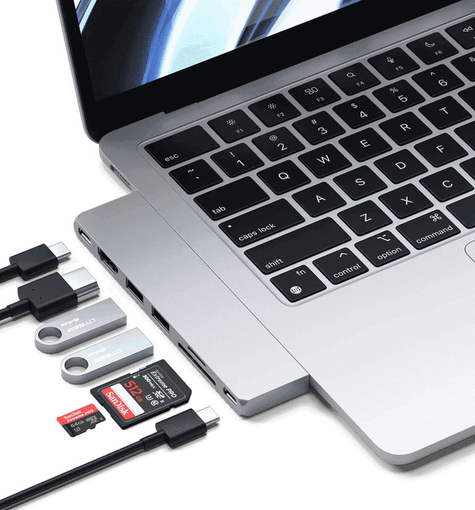 Хаб Satechi Aluminum USB-C Pro Hub Slim Adapter Silver (ST-HUCPHSS)