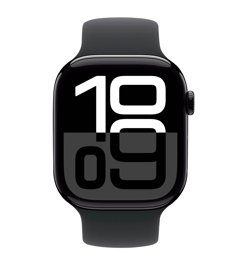 Apple Watch Series 10 46mm Jet Black Aluminum Case with Black Sport Band - S/M (MWWP3)