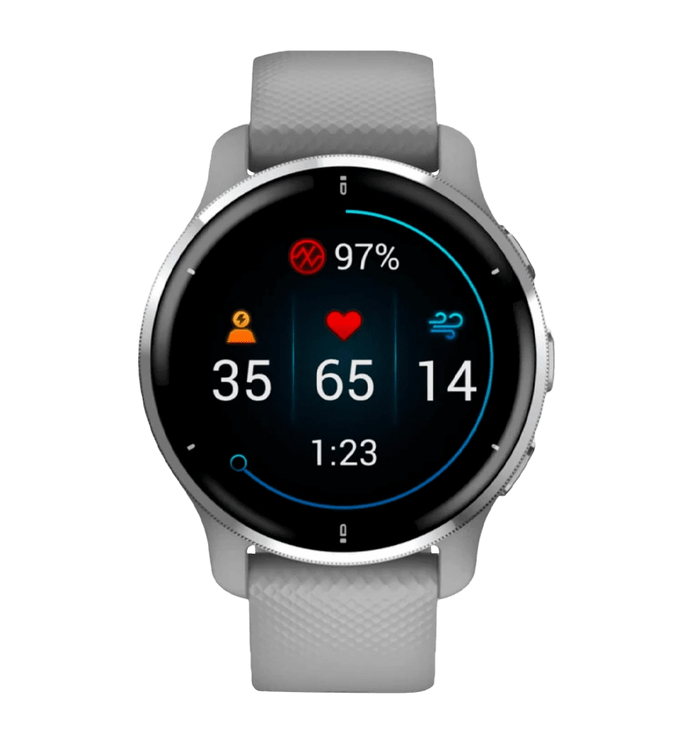 Garmin Venu 2 Plus Silver S. Steel Bezel w. Powder G. Case and S. Band (010-02496-00/10)