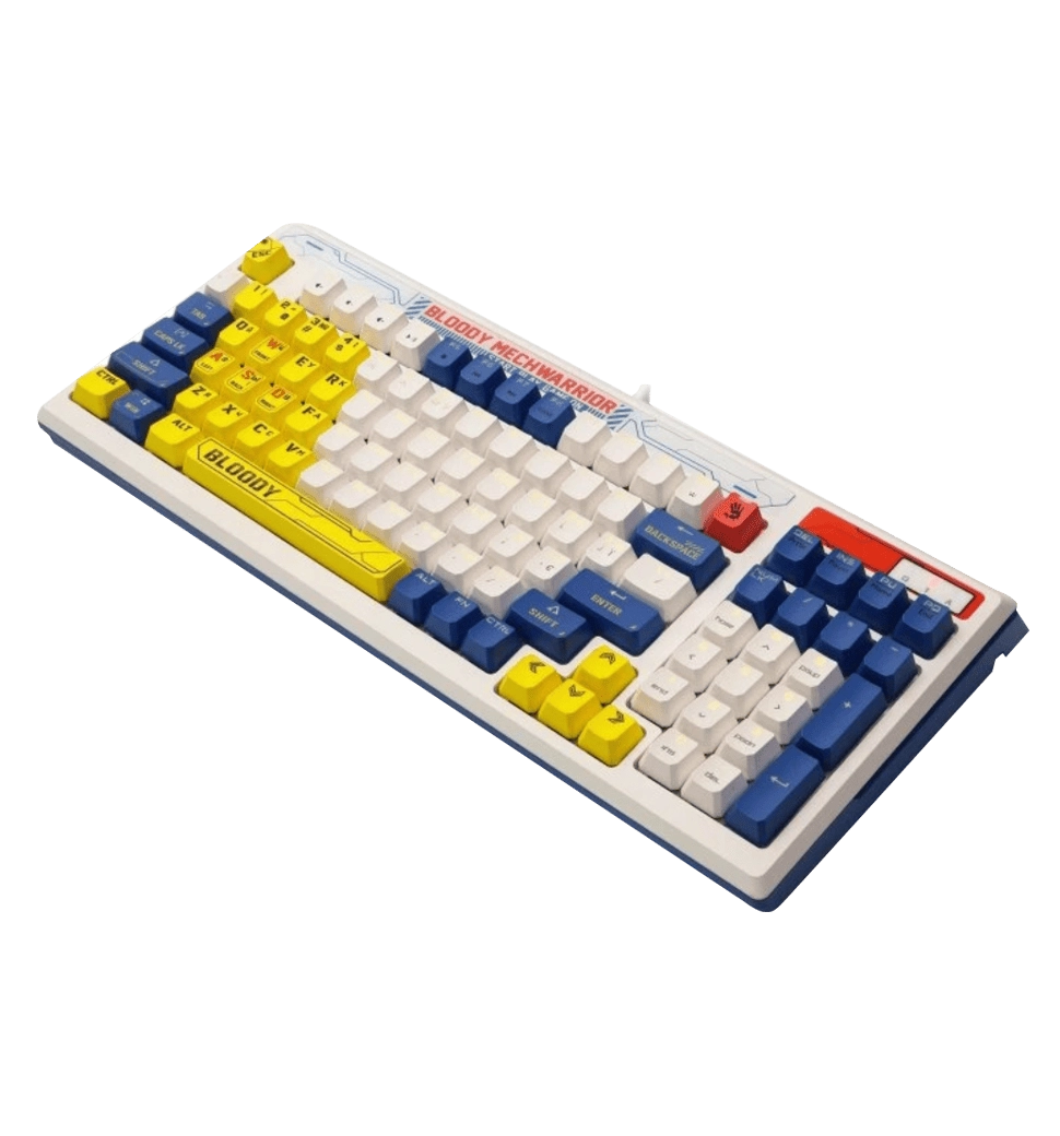 Механическая игровая клавиатура Bloody B950 (Warrior Blue), белая, RGB подсветка клавиш, USB