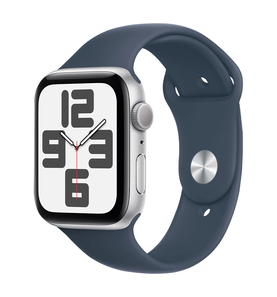 Смарт-годинник Apple Watch SE (gen 2) 2023 44mm Silver Aluminum Case with Storm Blue Sport Band S/M (MREC3)