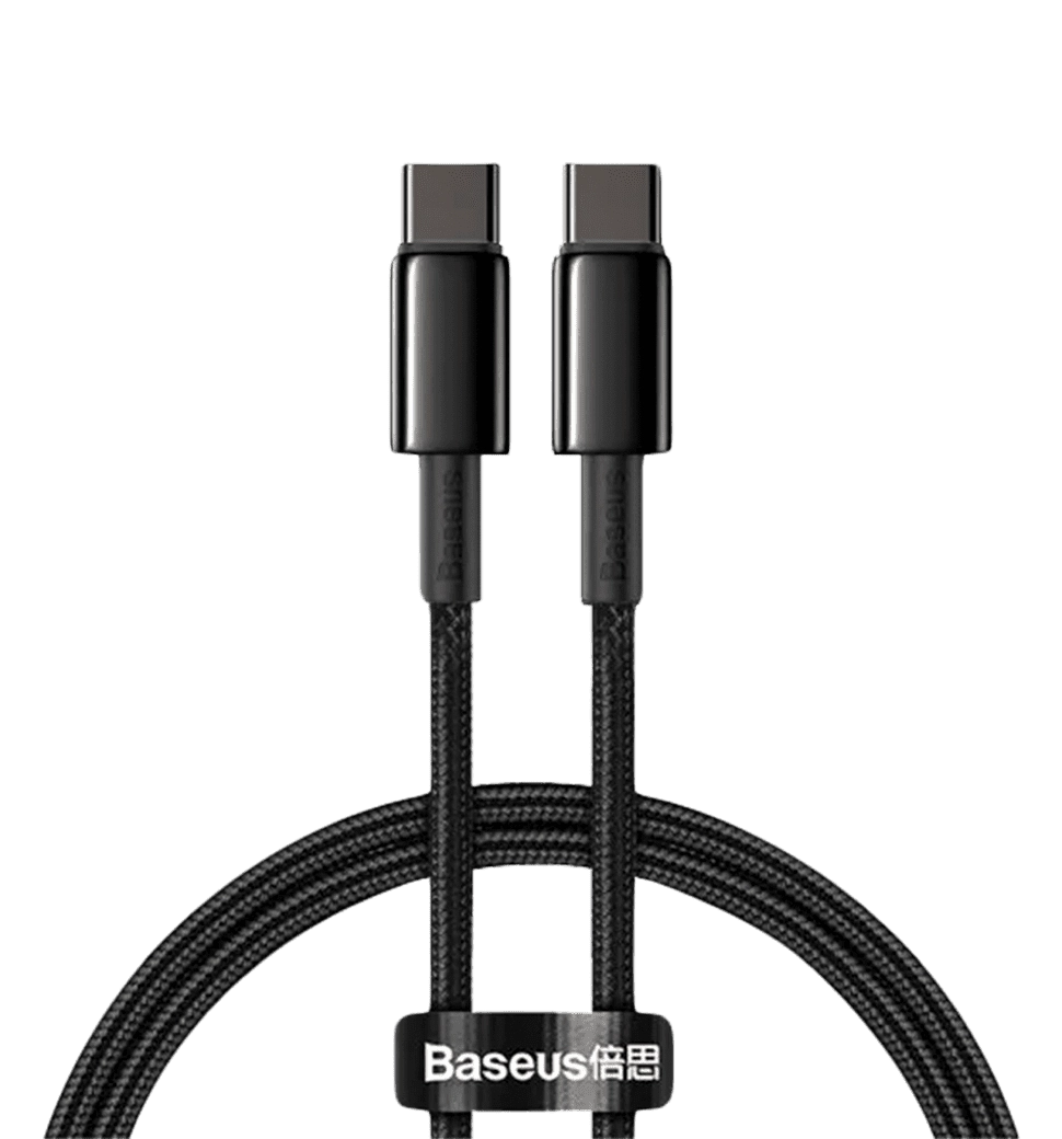 Кабель Baseus Tungsten Gold Type-C to Type-C 100W(1m) (CATWJ-01) Black
