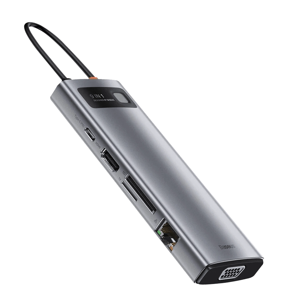 Хаб Baseus Multifunctional Metal Gleam 9-in-1 Type-C (Gray) (CAHUB-CU0G)