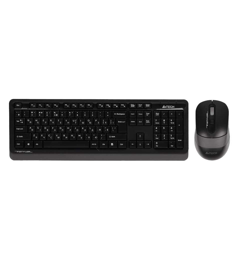 A4Tech Fstyler FG1010, комплект бездротовий клавіатура з мишою, чорний+сірий колір