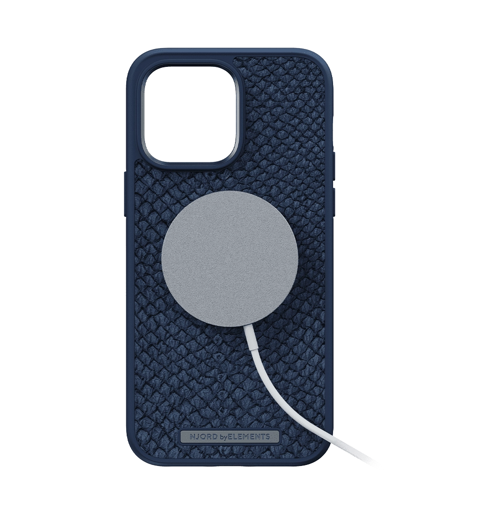 Чохол Njord Salmon Leather MagSafe Case Blue for iPhone 14 Pro (NA43SL01)