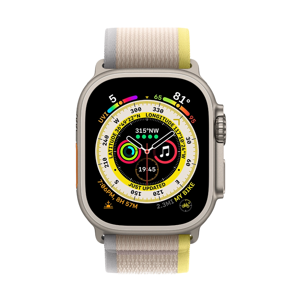 Apple Watch Ultra 49mm Titanium Case with Yellow/Beige Trail Loop - M/L (MQFU3) БУ