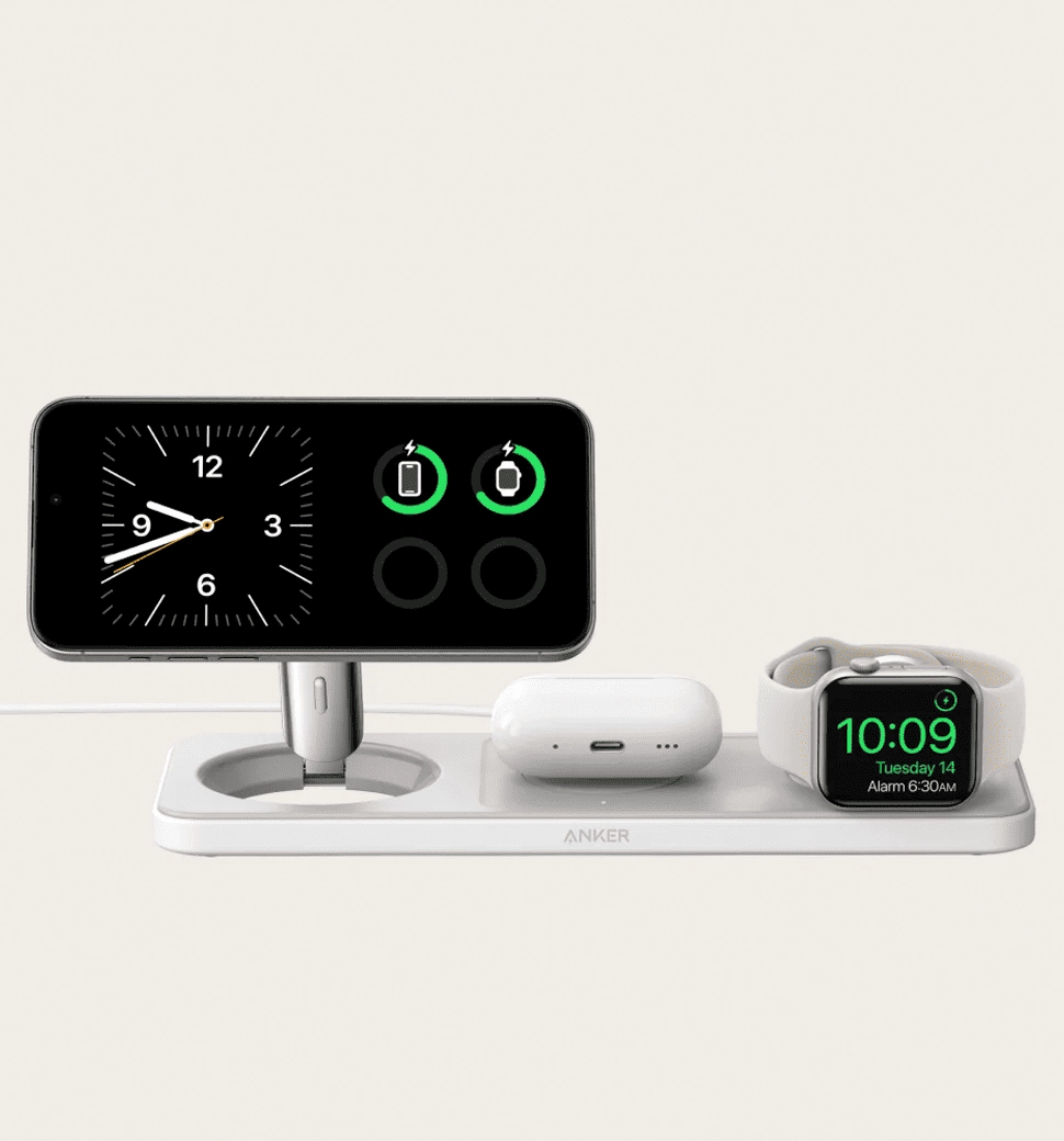 Бездротова зарядна станція ANKER MagGo Wireless Charging Station 15W 3-in-1 Pad (Білий)