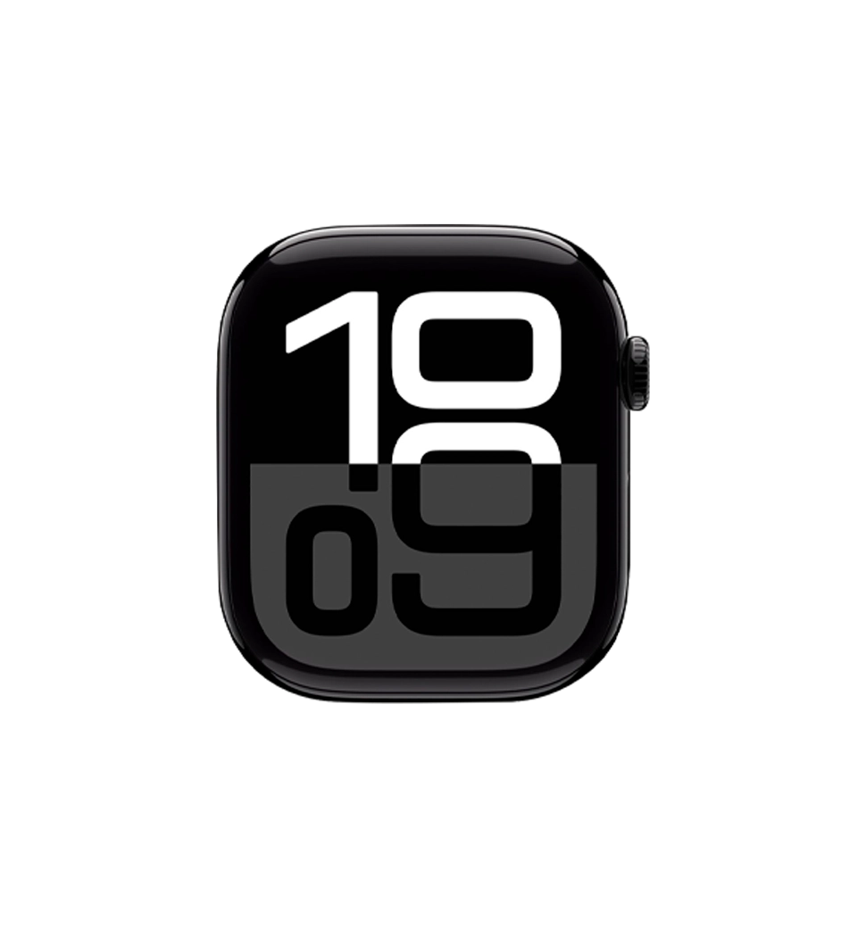 Apple Watch Series 10 46mm Jet Black Aluminum Case with Black Sport Band - S/M (MWWP3)