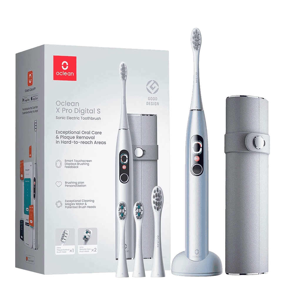 Умная зубная електрощетка Oclean X Pro Digital Set Electric Toothbrush Glamour Silver (6970810552584