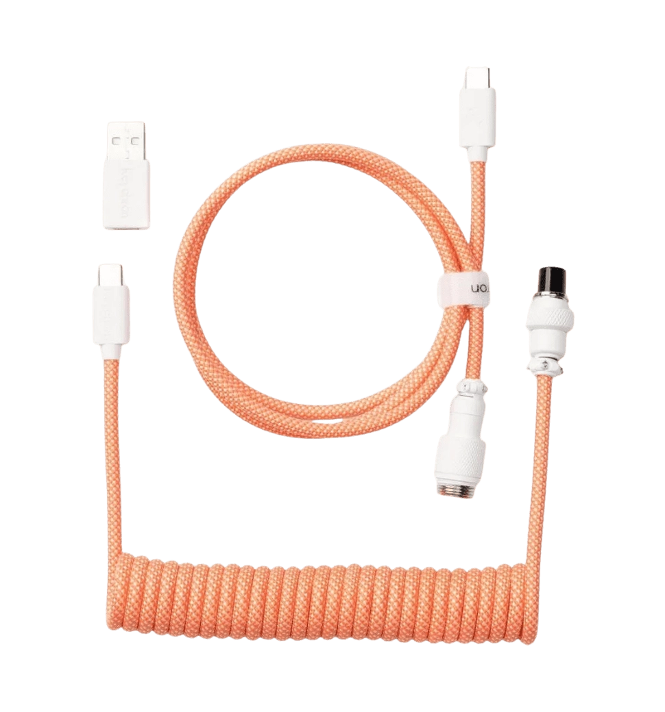 Кабель USB-A/USB-C > USB-C заряджання/синхронізації Keychron, 1.36м, Type-C, Coiled Aviator, оранжевий