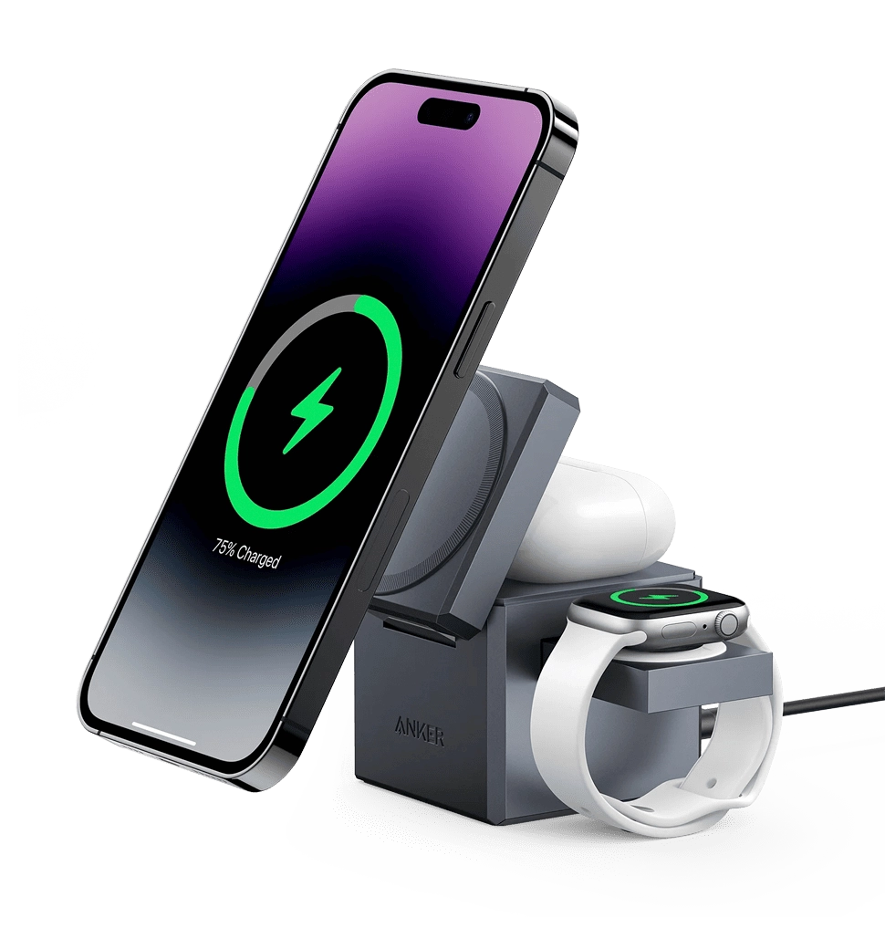 Бездротова зарядна станція ANKER MagGo Wireless Charging Station 15W 3-in-1 Cube (Чорний)