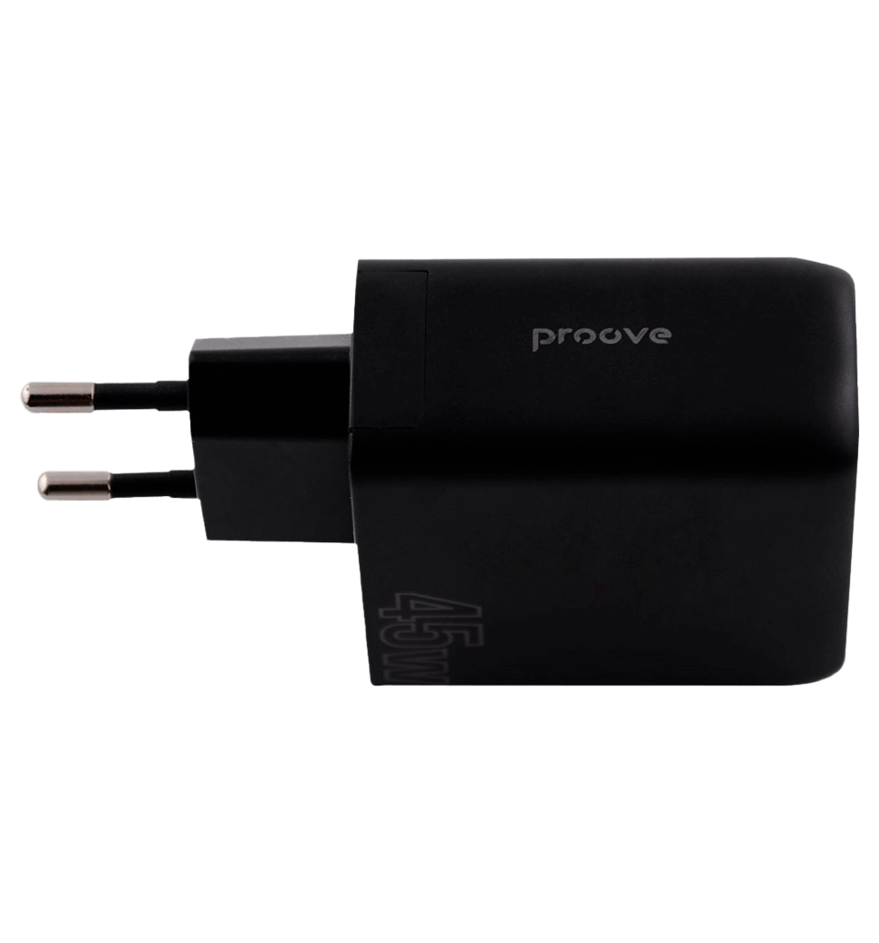 Адаптер Proove Silicone Power 45W (Type-C + USB) (black)