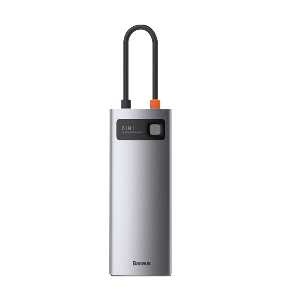 Хаб Baseus Multifunctional Metal Gleam 6- in-1 Type-C (Gray) (CAHUB-CW0G)